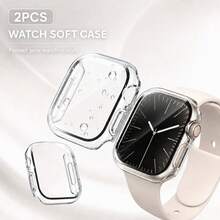 Yezodawee 2件裝透明PC保護殼，適用於Apple Watch第10代，防震鏤空設計，相容 Series 8/Ultra/Series 7/Series 11，42mm/46mm - 無色 - 查看 14