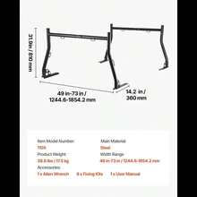 Universal Pickup Carrier 49-73in For Canoes Surfboards Ladders, Heavy Duty Steel 800lbs Load Capacity Extendable Cargo Rack-XY710194 - Multicolor - View 8