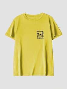 Soul Men's Fashion Printed Loose Short Sleeve Shirt T Shirt |   Exquisite Design |   Summer Essential |   Easy To Match,Showcase Your Style - 黃色 - 查看 2