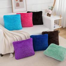 Plain Plush Cushion Cover Without Filler - Black - View 4