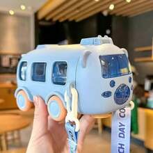 500ml 公車造型水壺，附吸管與肩帶，可拆卸車用杯，兒童防漏材質幼兒上學水壺 - 彩色 - 查看 11