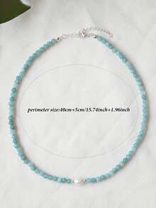 Collar y Gargantilla de Cuentas de Piedra Amazonita de 4mm Estilo Boho: Joyería de Moda Exquisita para Mujeres, Regalo Exquisito Ideal para Amigos y Seres Queridos - Multicolor - Ver 7