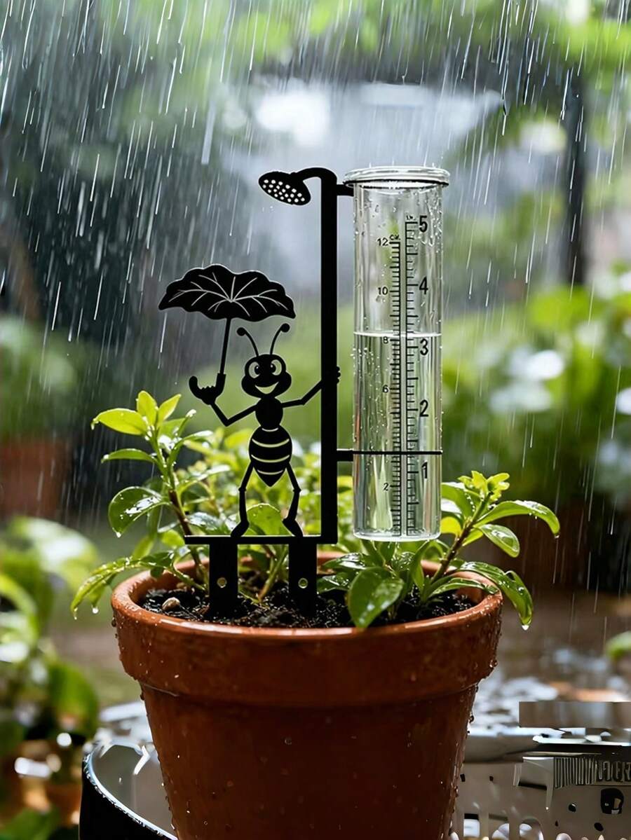 1件大容量金屬框架雨量計,精準易讀,適用於花園、庭院、露台與草坪的戶外雨量計,附大字易讀刻度 - 量雨計 - 查看 1
