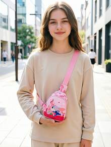 Disney 青少年胸包迷你零錢包 時尚胸包 女孩錢包 卡通史迪奇收納包 多功能收納包 派對禮物 斜挎包 戶外運動包 - 彩色 - 查看 6