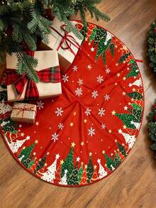 1pc 60/90cm Christmas Tree Skirt, Christmas Tree, Santa Claus, Snowman Pattern Christmas Tree Base Mat, Simple Christmas Carpet, Christmas Party Decoration, Christmas Tree Decoration, Christmas Tree Foot Mat, Christmas Room Decoration, Christmas Home Decor, 2027 New Year Decoration, Decorative Item, 2026 Christmas Decoration, Christmas Gift, Party Gift - Multicolor - View 5