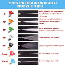 7pcs High Pressure Washer Nozzle Set With Storage Rack, 1/4" Quick Connect Power Washer Spray Tips, Up To 4000 PSI Multi-Angle Cleaning Nozzle Kit, Universal Replacement High Pressure Washer Accessories For Outdoor Car, Patio, Driveway Cleaning - 7pcs - View 6