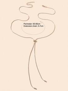 1pc Minimalist Silver Y-Shape Adjustable Long Pendant Necklace, Jewelry Accessory For Women Party And Daily Wear - Silver - View 4