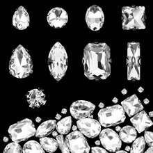240 buah Rhinestone Kaca Berbagai Bentuk dengan Pengait Perak, Cocok untuk Perhiasan, Kerajinan Tangan, Pakaian, Sepatu (Putih) - 240 berlian yang dijahit dengan tangan - View 7
