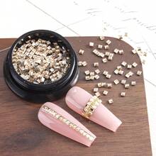 Flat-Bottomed Square Rhinestone Nail Art Accessories: Transparent Gold And Silver Square Flat Rhinestone Nail Decorations, Super Sparkly Nail Embellishments, Mini Rhinestones, Nail Art Designs Suitable For Women. Nail Charms - Multicolor - View 10