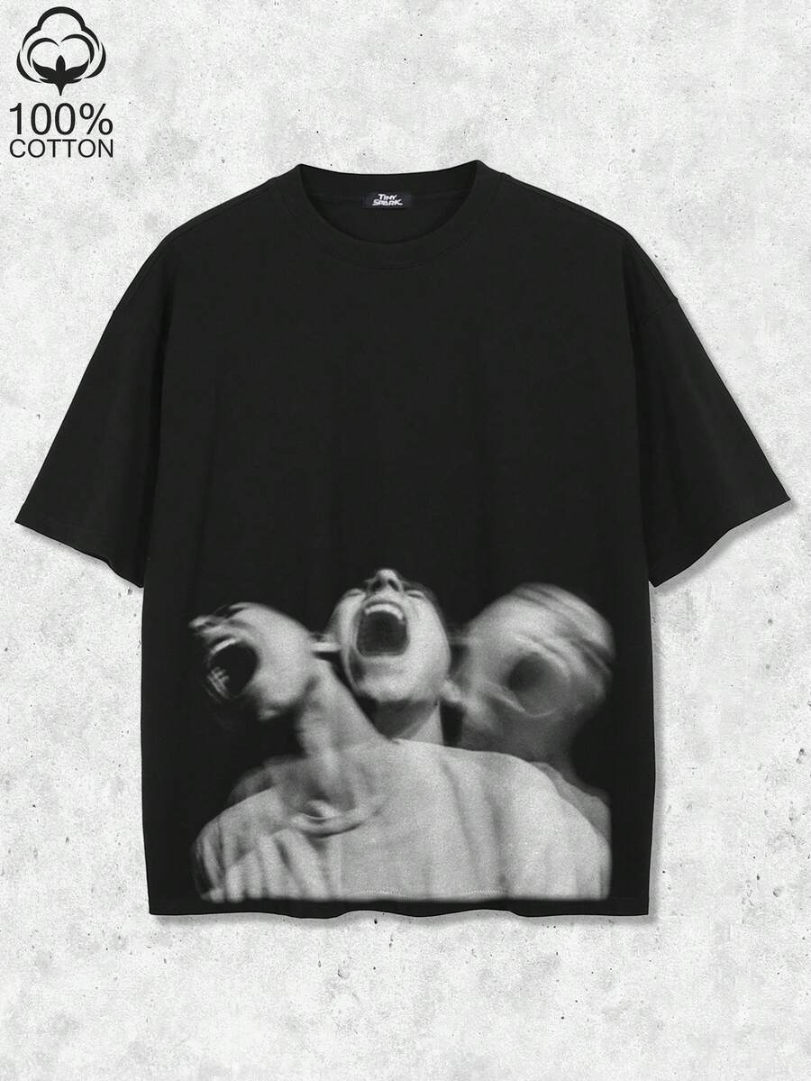 Tiny Spark Grunge Streetwear Black Tee Shirt Glitch Aesthetic Graphic - Black - View 1