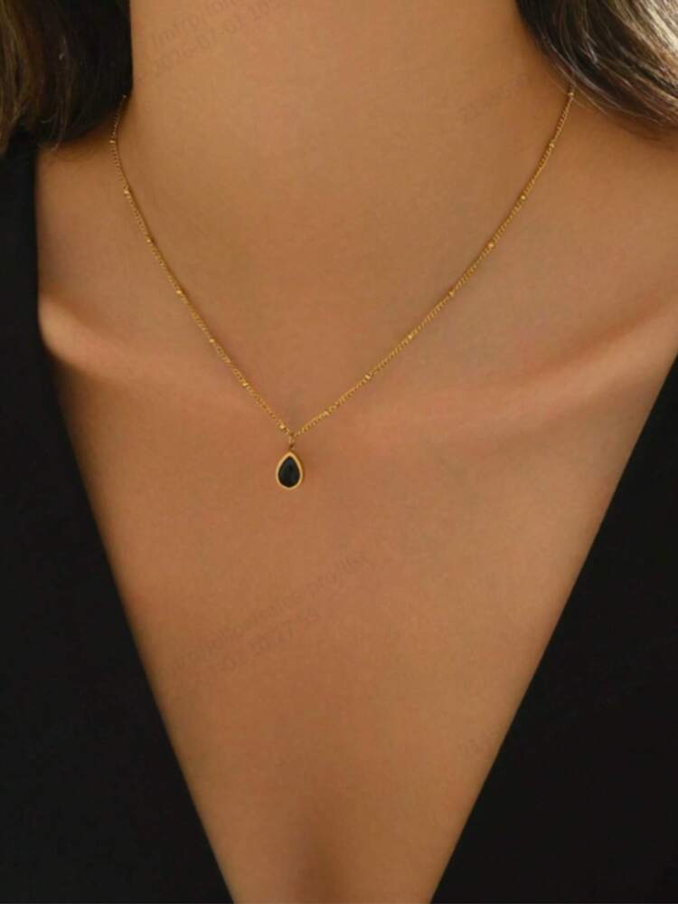 1pc Luxury Fashion High-End Black Agate Necklace - Black Agate - View 5