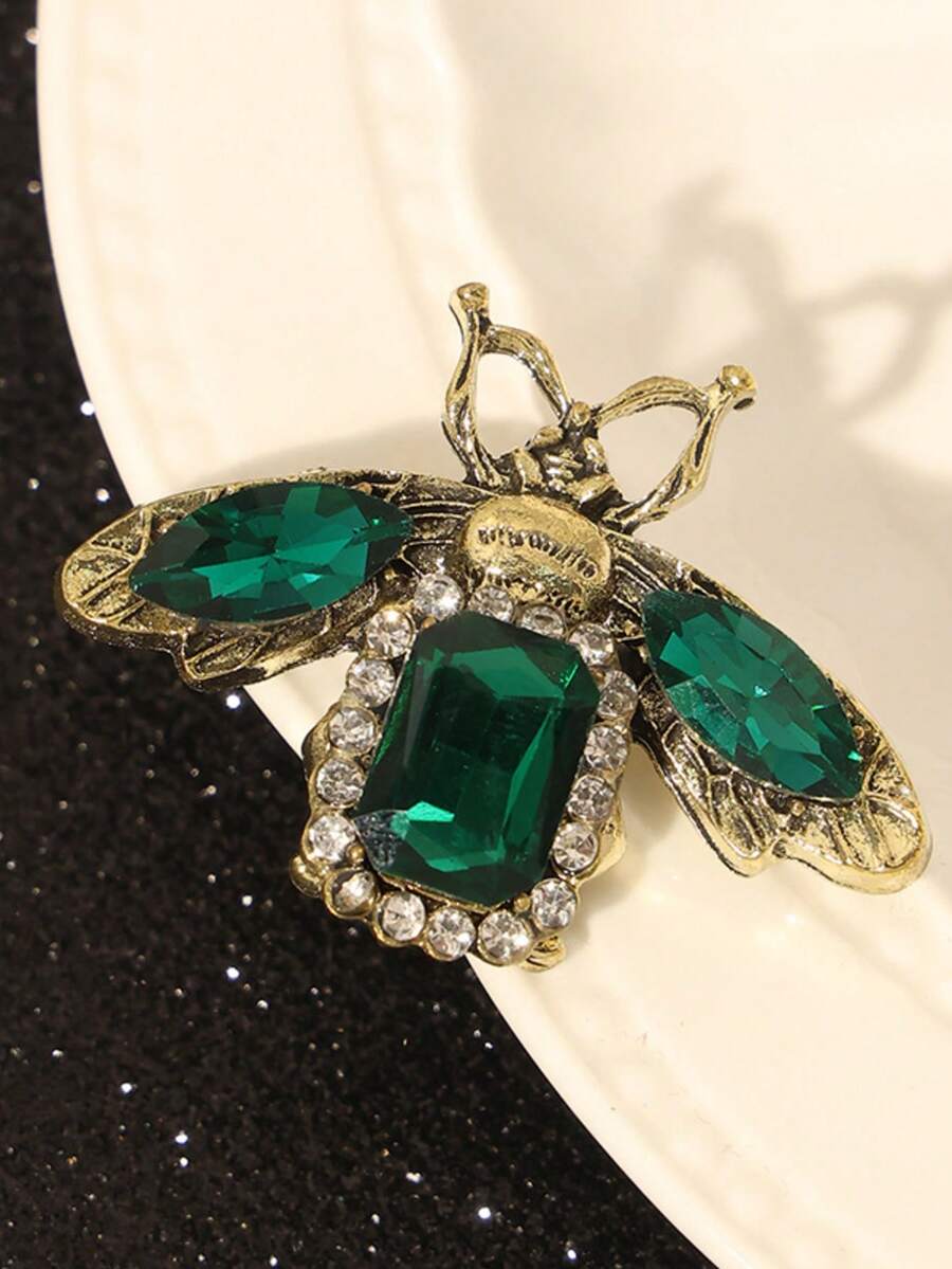 1pc Elegant Vintage Zinc Alloy Animal Brooch - Green (Baroque Style) - View 1