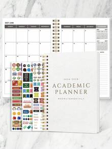 Trees 1pc A5 2026.7-2028.6 Academic Planner, Includes Budget Stickers, Weekly & Monthly Planner Spiral Bound Notebook, Minimalist White Cover, Suitable For Class Schedule, Exams, Assignments, Bills, Appointments & Daily Organization, Back To School Office Desk Supplies - A - View 6