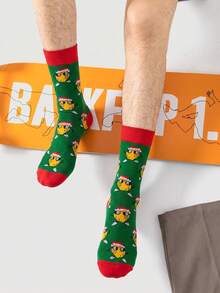 1/3/6 par herrstrumpor med kreativt citronmönster, moderiktiga, bekväma och andningsbara, långa strumpor till mitten av vaden, roliga crazy happy socks, present - Multifärgad - Visa 2