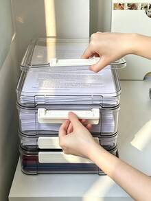 Stackable Transparent Document Storage Box-Highly Transparent, Large-Capacity, And Space-Saving-Suitable For Use In Offices, Homes, Or Schools.Holiday Holiday Cyber Monday Everyday Essentials, Household Items Storage Supplies - Multicolor - View 7