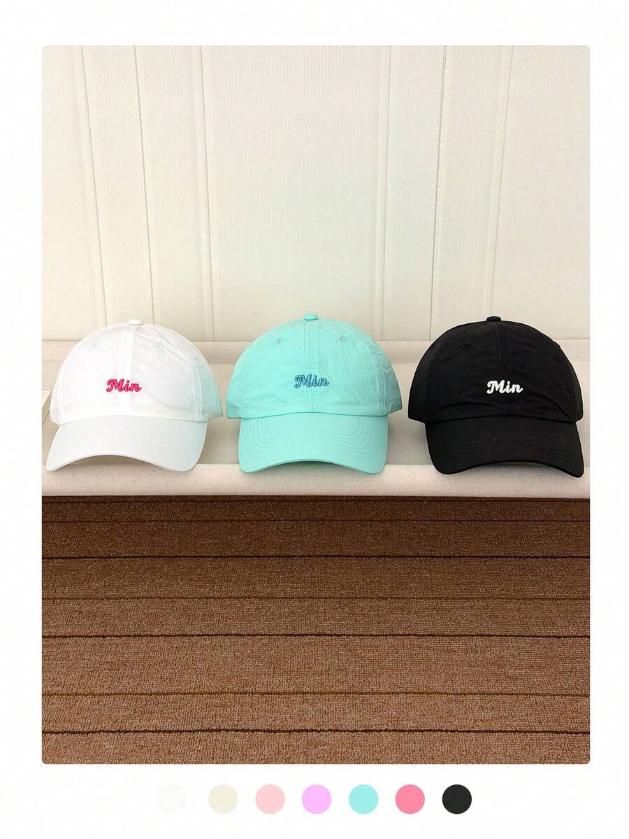 1pc Soft Top Candy Color Letter Baseball Cap For Women, Spring/Summer Outdoor Sun Protection Quick-Dry Breathable Sports Travel Hat, Thin Shallow Crown Small Head Circumference Sun Hat, Back To School