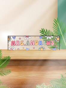 Custom Name Acrylic Block Plaque - Personalized Vintage Daisy Nameplate, Pastel Classroom Desk Sign, Kids Room Decor, Back To School Teacher Gift, Personalized Gift, Custom Nameplate, Personalized Kids Gift - Multicolor - View 8