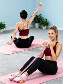 4 Tube Foot Pedal Yoga Resistance Bands, Multifunctional Elastic Pull Rope For Full Body Workout, Abdomen Shaping Leg & Back Training, Stackable Fitness Trainer For Home Gym Pilates Exercise, Portable Stretch Puller For Body Sculpt Sweat Workout - Multicolor - View 2