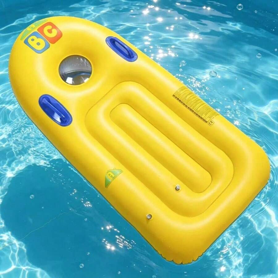 1pc Fresh Macaron Color Inflatable Floating Mat, Thickened Anti-Flip Inflatable Surfboard With Dual Handles, Thickened PVC Pool Water Play Float Board - Multicolor - View 1