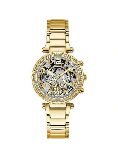 Damen Uhr Guess Analogisch GW0403L2 – Edelstahl, goldenes Zifferblatt