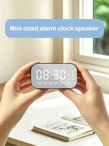 AKKHOO Multifunctional Mini Bluetooth Speaker Alarm Clock, Mirror Display Dual Alarm, FM Radio Portable Student Bedside Clock - one-size - View 10