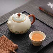 1set Handmade Ru Kiln Ceramic Teapot, Chinese Kung Fu Teapot With Ice Crackle Glaze - Multicolor - View 6