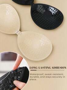 1-2pcs Breathable Round Cup Bra, Wireless Thick Padded Cups, Lift Up Bust, Seamless Invisible Design, Suitable For Wedding Dress, Formal Occasions And Tank Top Matching - Multicolor - View 3