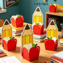 1/3/5/10pcs Red Apple Shaped Pencil Gift Boxes With Pencil Cards - Gift Boxes, Empty Party Favor Boxes Suitable For Back-To-School, Teacher Gifts, Candy & Treats, Party Decorations, Favors, Showers, Weddings, Graduation - Multicolor - View 1