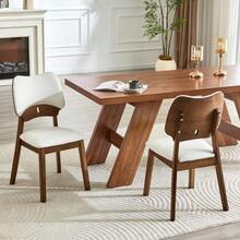 Set Of 2 Dining Chairs With Butterfly Backrests, Modern Wooden Chairs With Upholstered Seats - 白色 - 查看 2