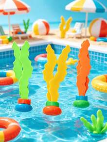 3/1pc Set - Summer Pool Party, Diving Games, Pool Game Gift Set, Summer Underwater Pool Gift, Colorful Summer Gift Set, Water Fun Pool Games, Underwater Seaweed Is The Best Summer Party Gift, Pool Party Game First Choice, Fun Pool Games. Diving Seaweed Game Set - Swimming Training Games - Underwater Diving Balls - Underwater Pool Seaweed Games - Multicolor - View 3