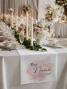 Customized Table Runner, Personalized Letter Initial And Date Design, Suitable For Graduation Party, Gift Table And Decoration, Can Add Your Text For Birthday, Anniversary Or Holiday Party - Multicolor - View 2