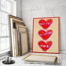 1pc "ONLY THIS AND NOTHING MORE" Red Heart Canvas Print, Aesthetic Wall Art, Frameless Dopamine Decoration For Bedroom,Living Room Decor - A - View 4
