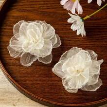 2pcs/1pc /Set Fashion Organza Chiffon Flower Hair Clips, Suitable For Outing, Vacation, Girlfriend, Family Use - Beige - View 5