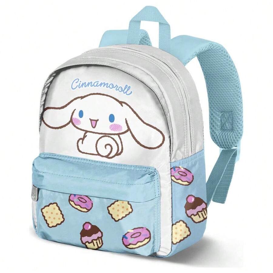 Hello Kitty Safta 肉桂狗 蛋糕圖案書包,22x27x9 厘米,兒童款,正面拉鍊口袋,頂部提手和加厚肩帶,藍白配色 - 選項 3 - 查看 1