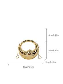 2026 European & American New High-End Exquisite Moon-Shaped Handbag For Women, Niche Creative Design Shoulder Crossbody Bag - Gold - View 3