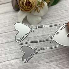 Metal Heart-Shaped Balloon Cutting Die Hollow Template Steel Stamp Mold Suitable For Valentine's Day Card Making And Handmade Decoration - Silver - View 2