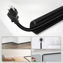 2M/3M Curved Anti-Crush Floor Cable Cover, Self-Adhesive Power Extension Cord Cable Management Tray, Cable Protector, Home Wire Organizer - A - View 8
