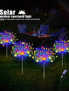 4pcs Solar Powered Fairy Lights, 320/240 LED, Solar Landscape Lights, 8 Modes, Waterproof, Copper Wire String Lights, DIY, Suitable For RV Camping, Wedding, Party, Yard, Lawn, Outdoor Holiday Decor, Perfect Gift - Multicolor - View 2