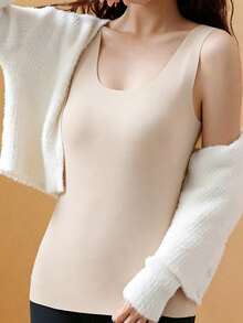 Sleeveless Ultra-Thin Thermal Underwear Top Women Top Winter Women Warm Clothes Top Base Layer Thermal Tank Tops Women Thermal Winter Tops Sports - Coffee Brown - View 5