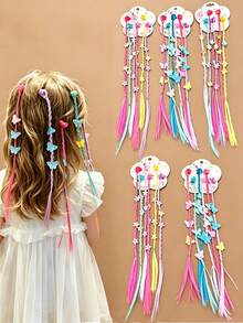 Cute Faux Braided Hair Clips For Girls, Niche Princess Style Colorful Small Claw Hair Clips - Multicolor - View 2