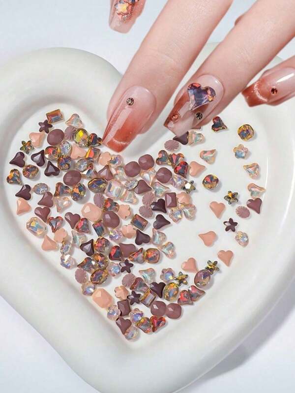 20pcs New Mixed Nail Art Decorations, Maillard Style Nail Rhinestones, Irregular Rhinestones, Small Rhinestones, Popular Mixed Wearable Nail Rhinestones