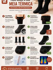 Kit 2 4 6 Pares Meias Térmica Forrada Peluciada Quente Grossa Inverno Quentinha  Masculino Feminino De Lã Quente - 3 PARES - Visão 4