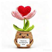 1pc Pink Heart Woven Flower Companion, Designed To Light Up Your Day. Pleasant Appearance And Inspiring Message Card Are Perfect Gifts For Your Lover. - Multicolor - View 1