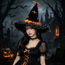 1pc DIY Halloween Lace Witch Party Cosplay New Lolita Magic Hat For Women, Party/Party Decoration, Suitable For Outdoor/Indoor Use - View 8