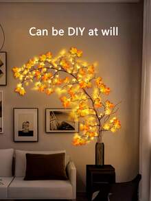1pc 96 LED Maple Vine Fairy Lights, USB Powered, 8 Lighting Modes, Flexible Maple Leaf String Lights, Autumn Indoor Decoration, Suitable For Living Room And Bedroom, Halloween Party Atmosphere Light - Maple Leaf - View 8