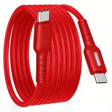 240W Type-C 快充编织 USB 转 USB-C 数据线，兼容三星、 及其他智能手机、平板电脑、笔记本电脑 USB-C 充电线 - 紅色 - 查看 6