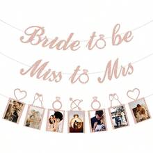 Rangkaian Bingkai Foto Pertunangan, Banner Gantung dengan Bingkai untuk Dekorasi Pesta Pernikahan, Perlengkapan Photo Booth & Latar Belakang Dinding - Set Banner Foto Emas - View 5