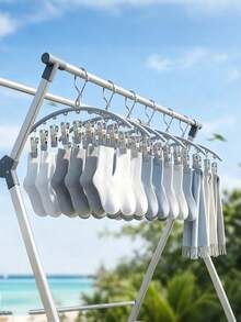 Stainless Steel Socks & Underwear Drying Rack, 10 Clips, Outdoor Wind-Resistant Design, Soft Rubber Clip Heads To Prevent Clothing Scratches, Suitable For Bedroom Storage And Balcony Drying - Multicolor - View 1