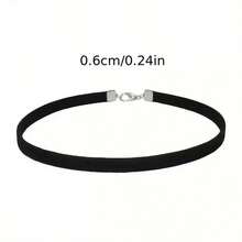 1pc Fashion Punk Style Black Velvet Choker Necklace For Women, Black Velvet Collarbone Chain Necklace - Width 0.6cm - View 1