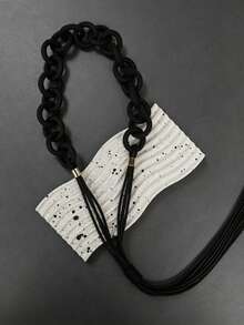 MARLIWOO 1pc O-Ring Chain Long Necklace, Multi-Way Wear, Tassel Gothic Style, Personalized Exaggerated Niche Jewelry - Black - View 4